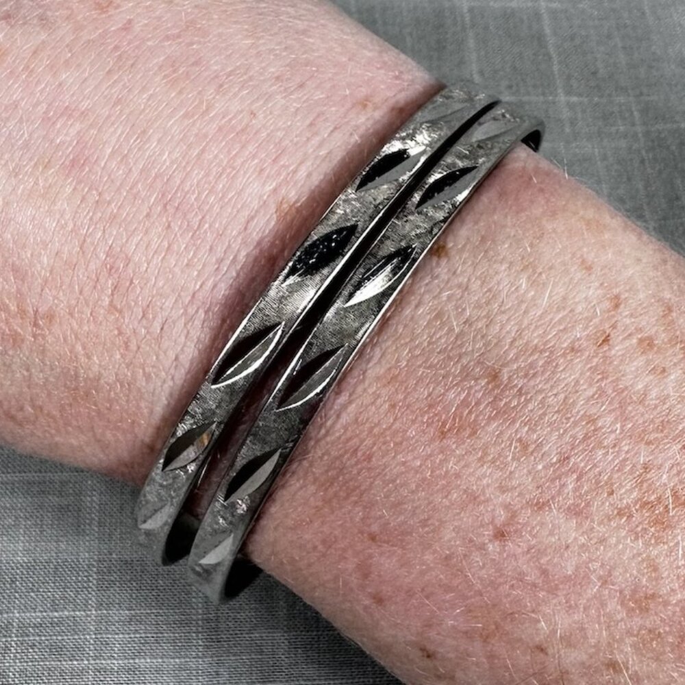 Vintage Napier MCM Silver Tone Bangle Bracelets